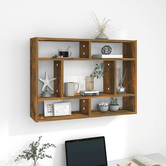 vidaXL Seinähylly savutammi 75x16x55 cm tekninen puu