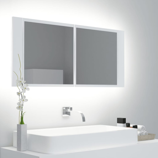vidaXL Kylpyhuoneen LED peilikaappi valkoinen 100x12x45 cm