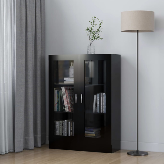 vidaXL Vitriinikaappi musta 82,5x30,5x115 cm lastulevy