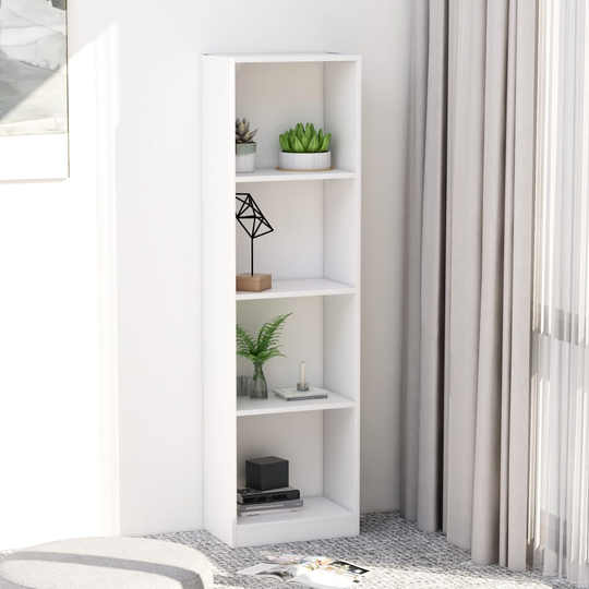 vidaXL 4-tasoinen kirjahylly valkoinen 40x24x142 cm lastulevy