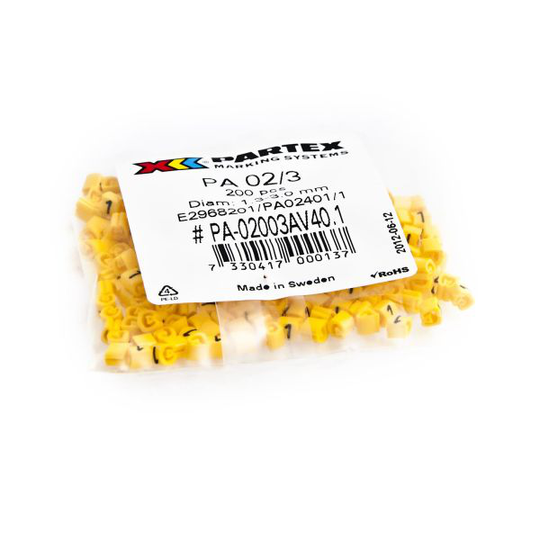 Partex PA02401/3 Kaapelimerkintä numerot, Ø1,33 mm, 200 kpl 3