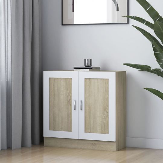 vidaXL Kirjahylly valkoinen ja Sonoma-tammi 82,5x30,5x80 cm lastulevy