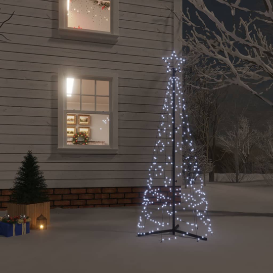vidaXL Kartio joulukuusi 200 kylmän valkoista LED-valoa 70x180 cm
