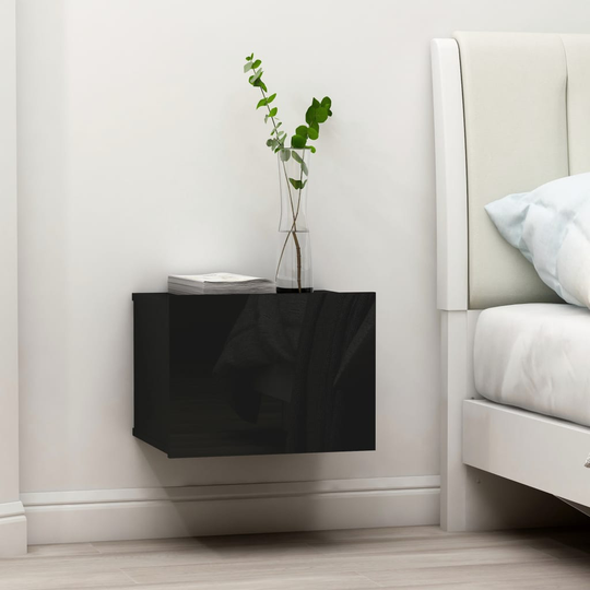 vidaXL Yöpöydät 2kpl korkeakiilto musta 40x30x30 cm lastulevy