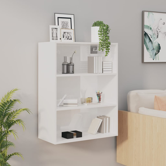 vidaXL Riippuva seinäkaappi korkeakiilto valkoinen 69,5x32,5x90 cm