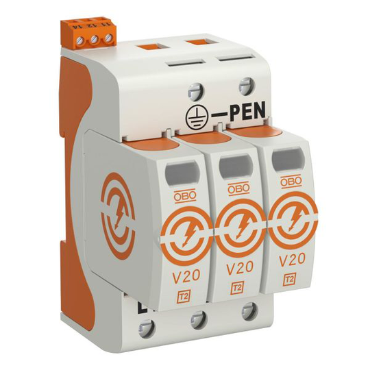 Obo Bettermann 5095283 Ylijännitesuoja tyyppi 2, 230 V, IP20 V20-3+FS-280