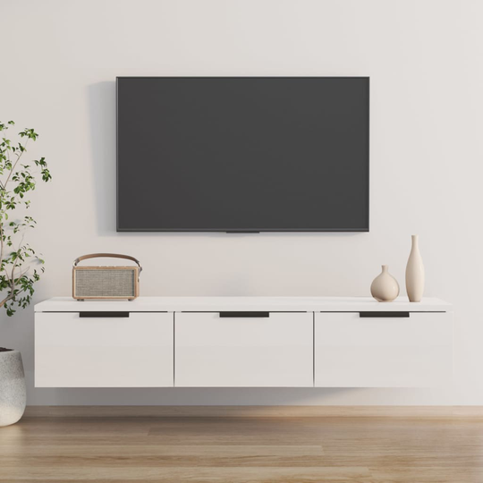 vidaXL Seinäkaappi korkeakiilto valkoinen 102x30x20 cm tekninen puu