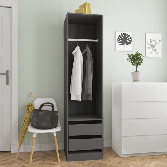 vidaXL Vaatekaappi vetolaatikoilla harmaa 50x50x200cm lastulevy
