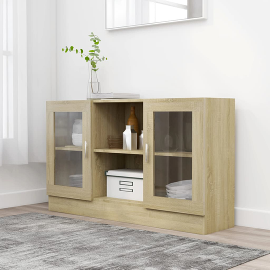 vidaXL Vitriinikaappi Sonoma-tammi 120x30,5x70 cm lastulevy