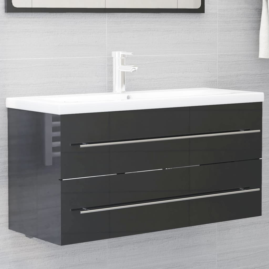 vidaXL Allaskaappi korkeakiilto harmaa 100x38,5x48 cm lastulevy