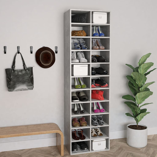 vidaXL Kenkäkaappi betoninharmaa 54x34x183 cm lastulevy