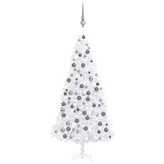 vidaXL Tekojoulukuusi LED-valoilla ja palloilla 300 cm valkoinen