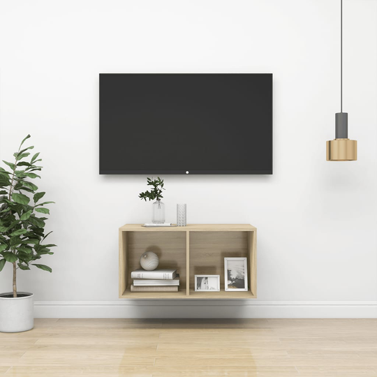 vidaXL Seinäkiinnitettävä TV-taso Sonoma-tammi 37x37x72 cm lastulevy
