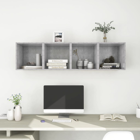 vidaXL Seinäkaapit 4 kpl betoninharmaa 37x37x37 cm lastulevy