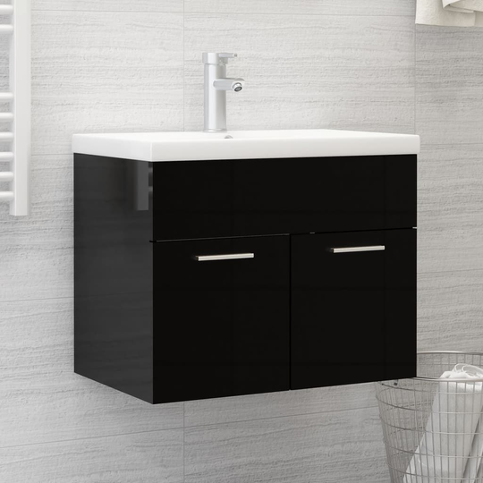 vidaXL Allaskaappi korkeakiilto musta 60x38,5x46 cm lastulevy