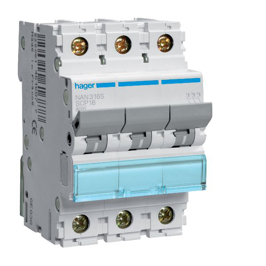 Hager NAN316S Automaattisulake 3-napainen, 10kA 16A