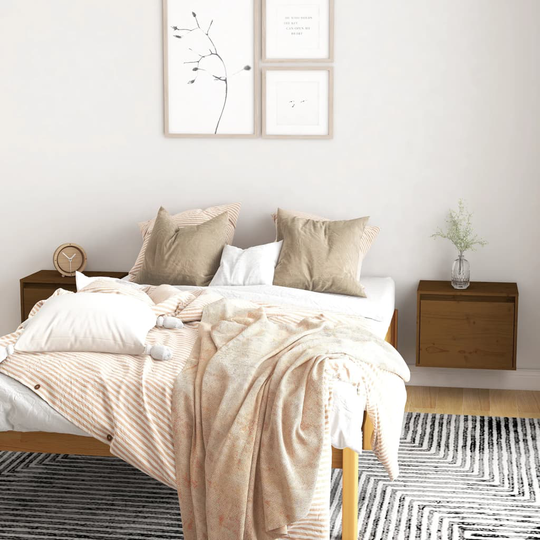 vidaXL Seinäkaapit 2 kpl hunajanruskea 45x30x35 cm täysi mänty