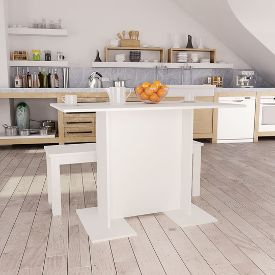 vidaXL Ruokapöytä valkoinen 110x60x75 cm lastulevy