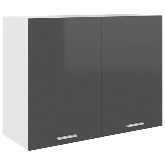 vidaXL Seinäkaappi korkeakiilto harmaa 80x31x60 cm lastulevy
