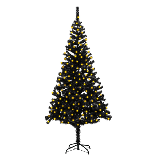 vidaXL Tekojoulukuusi LED-valoilla ja jalustalla musta 210 cm PVC