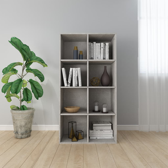 vidaXL Kirjahylly/senkki betoninharmaa 66x30x130 cm lastulevy