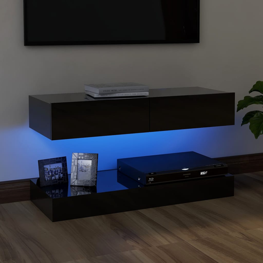 vidaXL TV-taso LED-valoilla korkeakiilto musta 90x35 cm