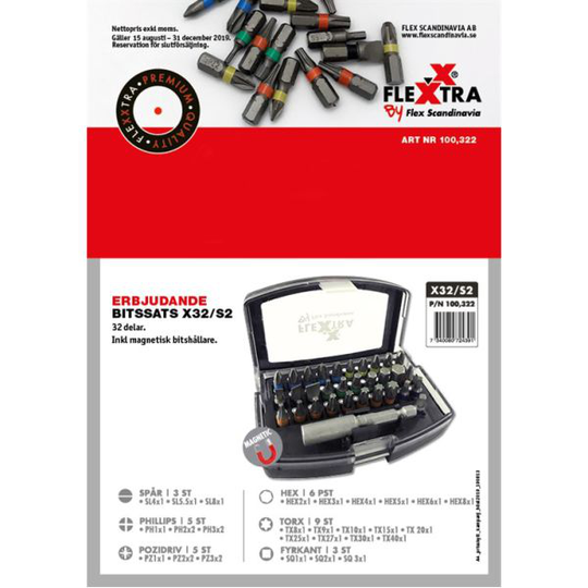 Flexxtra 100322 Ruuvikärkisarja 32-osainen