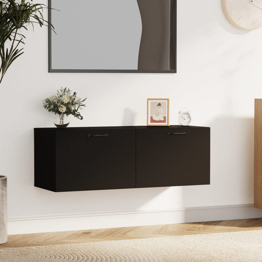 vidaXL Seinäkaappi musta 100x36,5x35 cm tekninen puu