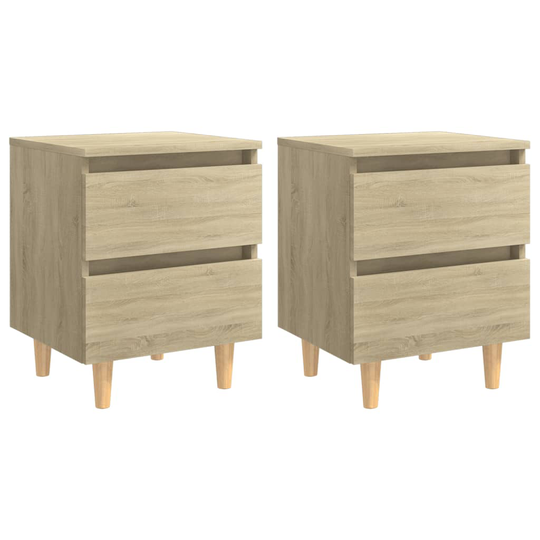 vidaXL Yöpöydät täysmäntyiset jalat 2 kpl Sonoma tammi 40x35x50 cm
