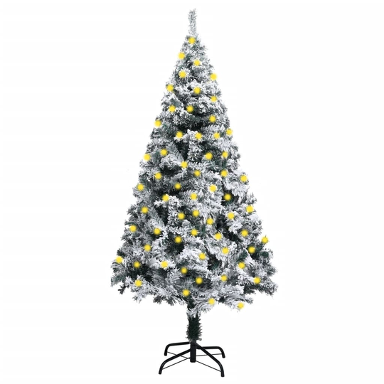 vidaXL Tekojoulukuusi LED-valoilla ja lumihuurteella vihreä 180 cm