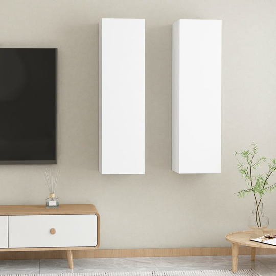 vidaXL TV-tasot 2 kpl valkoinen 30,5x30x110 cm lastulevy