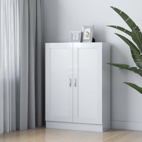 vidaXL Kirjahylly korkeakiilto valkoinen 82,5x30,5x115 cm lastulevy