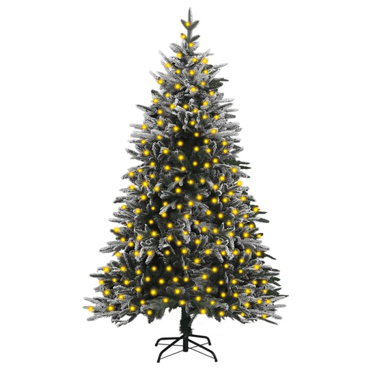 vidaXL Tekojoulukuusi LED-valoilla ja lumihuurteella 240 cm PVC ja PE