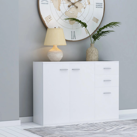 vidaXL Senkki valkoinen 105x30x75 cm lastulevy