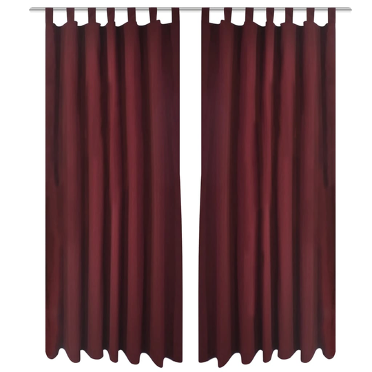 Bordeaux Mikro-Satiini Verhot Lenkeillä 2kpl 140 x 175 cm