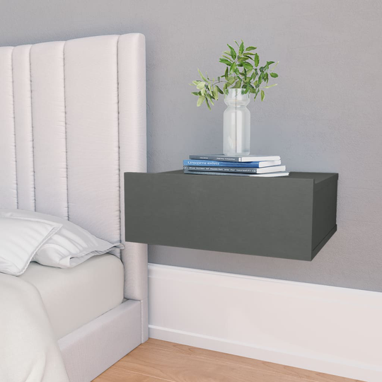 vidaXL Kelluva yöpöytä harmaa 40x30x15 cm lastulevy