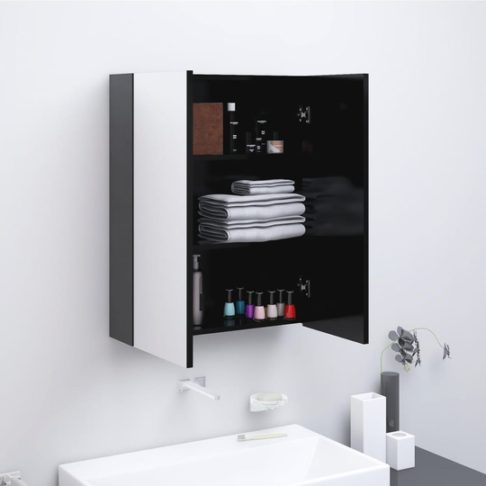vidaXL LED kylpyhuoneen peilikaappi 60x15x75 cm MDF antrasiitti