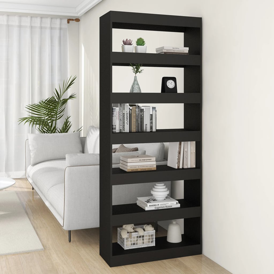 vidaXL Kirjahylly/tilanjakaja musta 80x30x198 cm lastulevy
