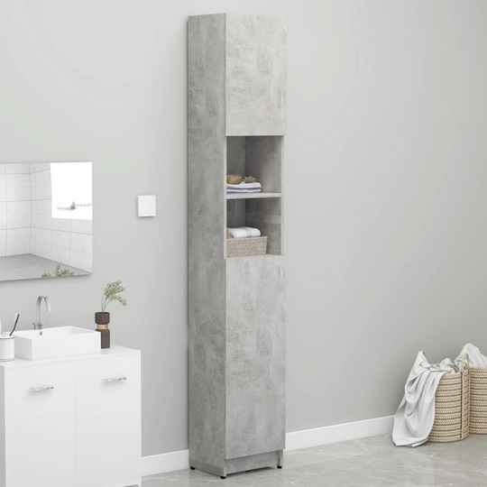 vidaXL Kylpyhuonekaappi betoninharmaa 32x25,5x190 cm lastulevy