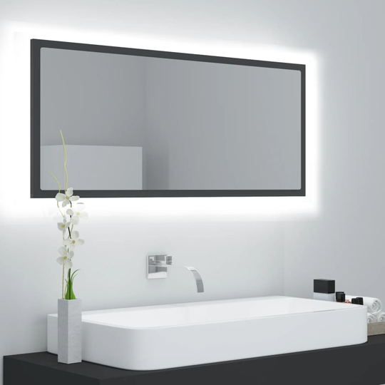 vidaXL Kylpyhuonepeili LED harmaa 100x8,5x37 cm lastulevy