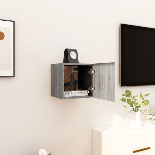 vidaXL Seinäkiinnitettävä TV-kaappi harmaa Sonoma 30,5x30x30 cm