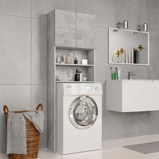 vidaXL Pesukonekaappi betonin harmaa 64x25,5x190 cm lastulevy