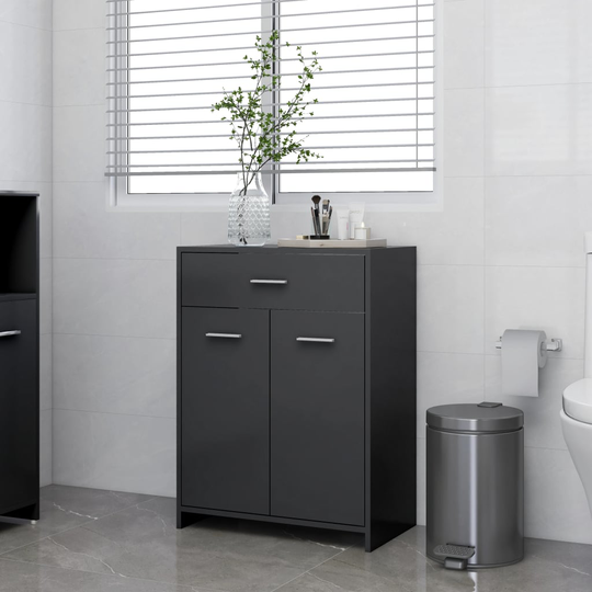 vidaXL Kylpyhuonekaappi harmaa 60x33x80 cm lastulevy