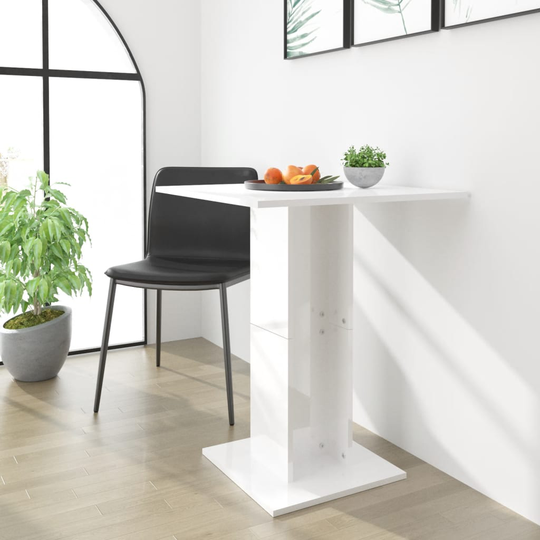 vidaXL Bistropöytä korkeakiilto valkoinen 60x60x75 cm lastulevy