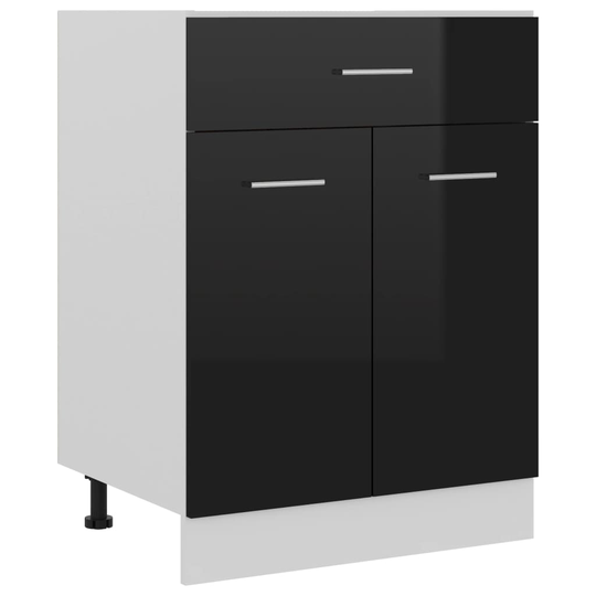 vidaXL Alalipastokaappi korkeakiilto musta 60x46x81,5 cm lastulevy