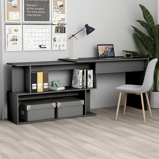 vidaXL Kulmapöytä harmaa 200x50x76 cm lastulevy
