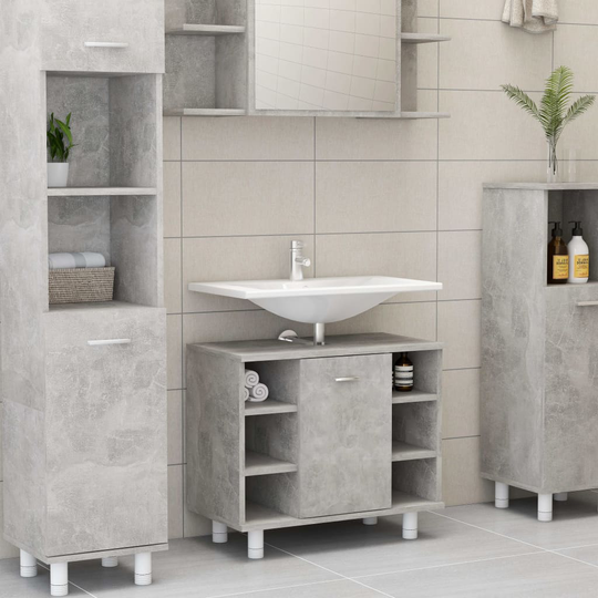 vidaXL Kylpyhuonekaappi betoninharmaa 60x32x53,5 cm lastulevy