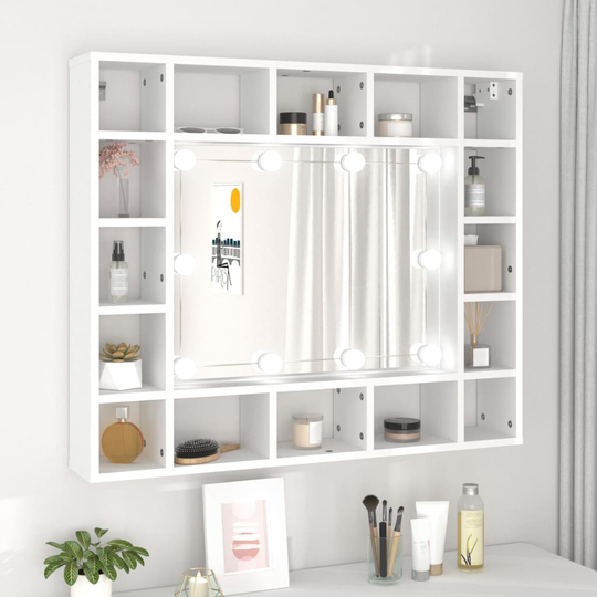 vidaXL Peilikaappi LED-valoilla valkoinen 91x15x76,5 cm