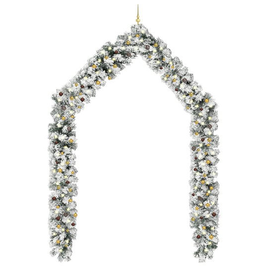 vidaXL Jouluköynnös LED-valoilla ja palloilla vihreä 20 m PVC