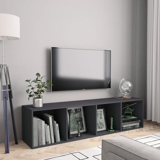 vidaXL Kirjahylly/TV-taso harmaa 143x30x36 cm